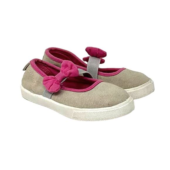 Faded Glory Girls Tan Pink Canvas Slip On Shoes Size 7 - Picture 10 of 12